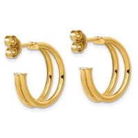 Load image into Gallery viewer, 14K Polished 2-row J-Hoop Post Earrings
