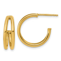 Load image into Gallery viewer, 14K Polished 2-row J-Hoop Post Earrings
