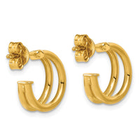 Load image into Gallery viewer, 14K Polished 2-row J-Hoop Post Earrings
