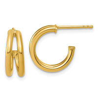 Load image into Gallery viewer, 14K Polished 2-row J-Hoop Post Earrings

