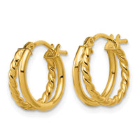 Load image into Gallery viewer, 14K Polished and Twisted 2-row J-Hoop Earrings
