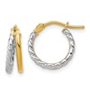 14K w/Rhodium Polished and Twisted 2-row J-Hoop Earrings