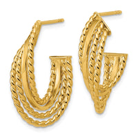 Load image into Gallery viewer, 14K Polished and Twisted 4-row Intertwined Hoop Earrings
