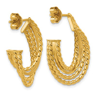 Load image into Gallery viewer, 14K Polished and Twisted 4-row Intertwined Hoop Earrings
