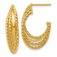 Load image into Gallery viewer, 14K Polished and Twisted 4-row Intertwined Hoop Earrings
