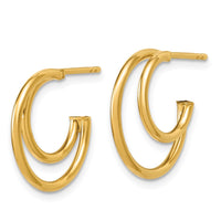 Load image into Gallery viewer, 14K Polished 2-row J-Hoop Post Earrings
