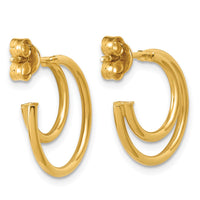 Load image into Gallery viewer, 14K Polished 2-row J-Hoop Post Earrings
