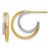 14K w/Rhodium Polished 2-row J-Hoop Post Earrings