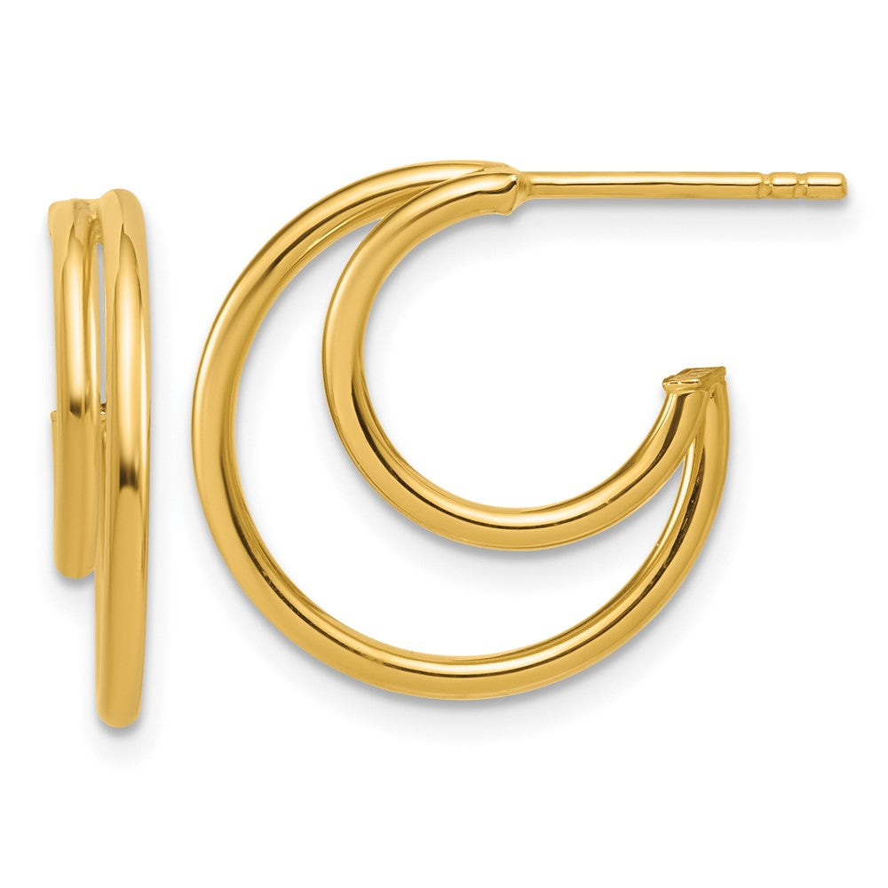 14K Polished 2-row J-Hoop Post Earrings