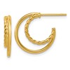 14K Polished and Twisted 2-row J-Hoop Post Earrings