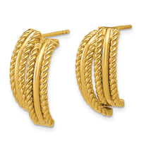 Load image into Gallery viewer, 14K Polished and Twisted J-Hoop Post Earrings
