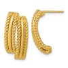 14K Polished and Twisted J-Hoop Post Earrings