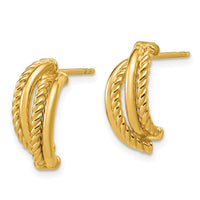 Load image into Gallery viewer, 14K Polished and Twisted J-Hoop Post Earrings
