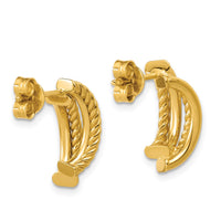 Load image into Gallery viewer, 14K Polished and Twisted J-Hoop Post Earrings
