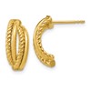 14K Polished and Twisted J-Hoop Post Earrings