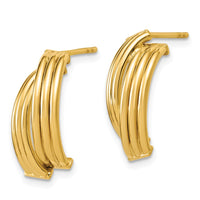 Load image into Gallery viewer, 14K Polished and Grooved J-Hoop Post Earrings
