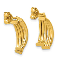 Load image into Gallery viewer, 14K Polished and Grooved J-Hoop Post Earrings
