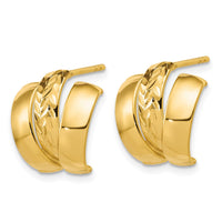 Load image into Gallery viewer, 14K Polished and Diamond-cut 3-row J-Hoop Post Earrings
