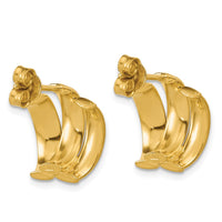 Load image into Gallery viewer, 14K Polished and Diamond-cut 3-row J-Hoop Post Earrings
