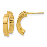 Load image into Gallery viewer, 14K Polished and Diamond-cut crisscross J-Hoop Earrings
