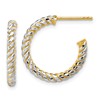 14K w/Rhodium Polished and Diamond-cut J-Hoop Earrings