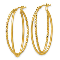Load image into Gallery viewer, 14K Polished and Twisted Criss-cross Oval Hoop Earrings
