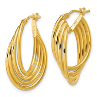 Load image into Gallery viewer, 14K Polished and Diamond-cut 4-row Intertwined Hoop Earrings

