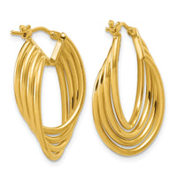Load image into Gallery viewer, 14K Polished and Diamond-cut 4-row Intertwined Hoop Earrings
