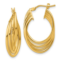 Load image into Gallery viewer, 14K Polished and Diamond-cut 4-row Intertwined Hoop Earrings
