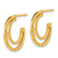 Load image into Gallery viewer, 14K Polished and Diamond-cut 2-row J-Hoop Post Earrings
