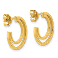 Load image into Gallery viewer, 14K Polished and Diamond-cut 2-row J-Hoop Post Earrings

