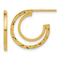 Load image into Gallery viewer, 14K Polished and Diamond-cut 2-row J-Hoop Post Earrings
