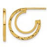 14K Polished and Diamond-cut 2-row J-Hoop Post Earrings