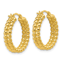Load image into Gallery viewer, 14K Polished Beaded 2-Row Round Hoop Earrings
