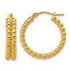 14K Polished Beaded 2-Row Round Hoop Earrings