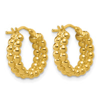 Load image into Gallery viewer, 14K Polished Beaded 2-Row Round Hoop Earrings
