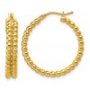 14K Polished Beaded 2-Row Round Hoop Earrings