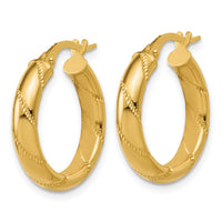 Load image into Gallery viewer, 14K Polished and Textured Round Hoop Earrings
