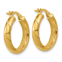 Load image into Gallery viewer, 14K Polished and Textured Round Hoop Earrings
