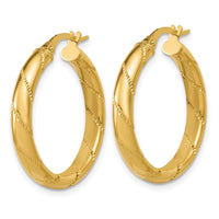 Load image into Gallery viewer, 14K Polished and Textured Round Hoop Earrings
