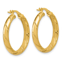 Load image into Gallery viewer, 14K Polished and Textured Round Hoop Earrings
