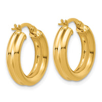 Load image into Gallery viewer, 14K Polished and Grooved Round Hoop Earrings
