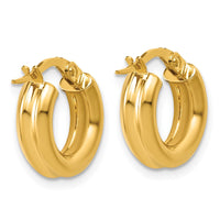 Load image into Gallery viewer, 14K Polished and Grooved Round Hoop Earrings
