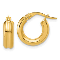 Load image into Gallery viewer, 14K Polished and Grooved Round Hoop Earrings
