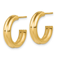 Load image into Gallery viewer, 14K Polished and Grooved J-Hoop Post Earrings
