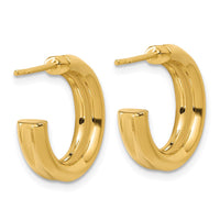 Load image into Gallery viewer, 14K Polished and Grooved J-Hoop Post Earrings
