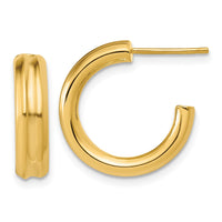 Load image into Gallery viewer, 14K Polished and Grooved J-Hoop Post Earrings
