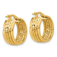 Load image into Gallery viewer, 14K Polished and Diamond-cut Hoop Earrings
