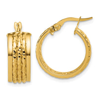 Load image into Gallery viewer, 14K Polished and Diamond-cut Hoop Earrings
