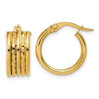Load image into Gallery viewer, 14K Polished and Diamond-cut Hoop Earrings

